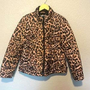 GAP cheetah print puffer jacket